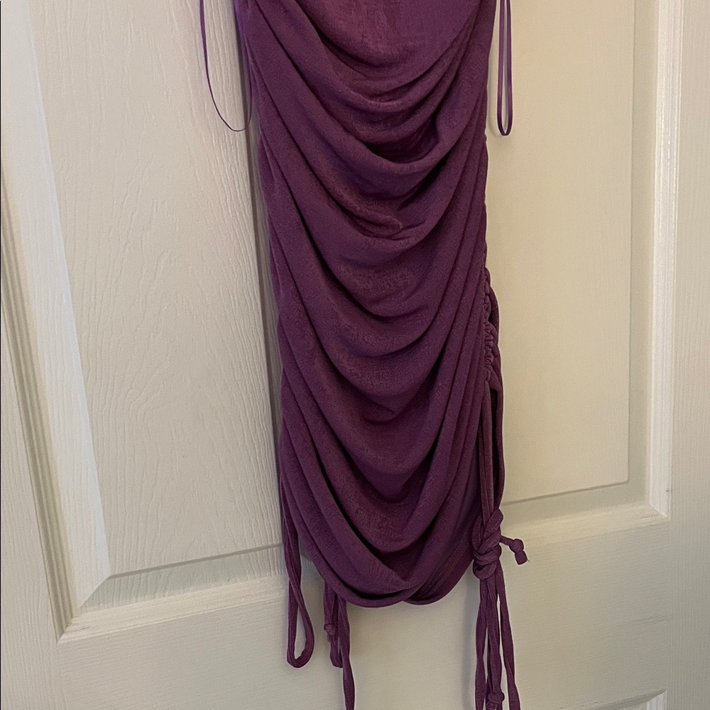 Purple Ruched Mini Dress - Picture 8 of 8